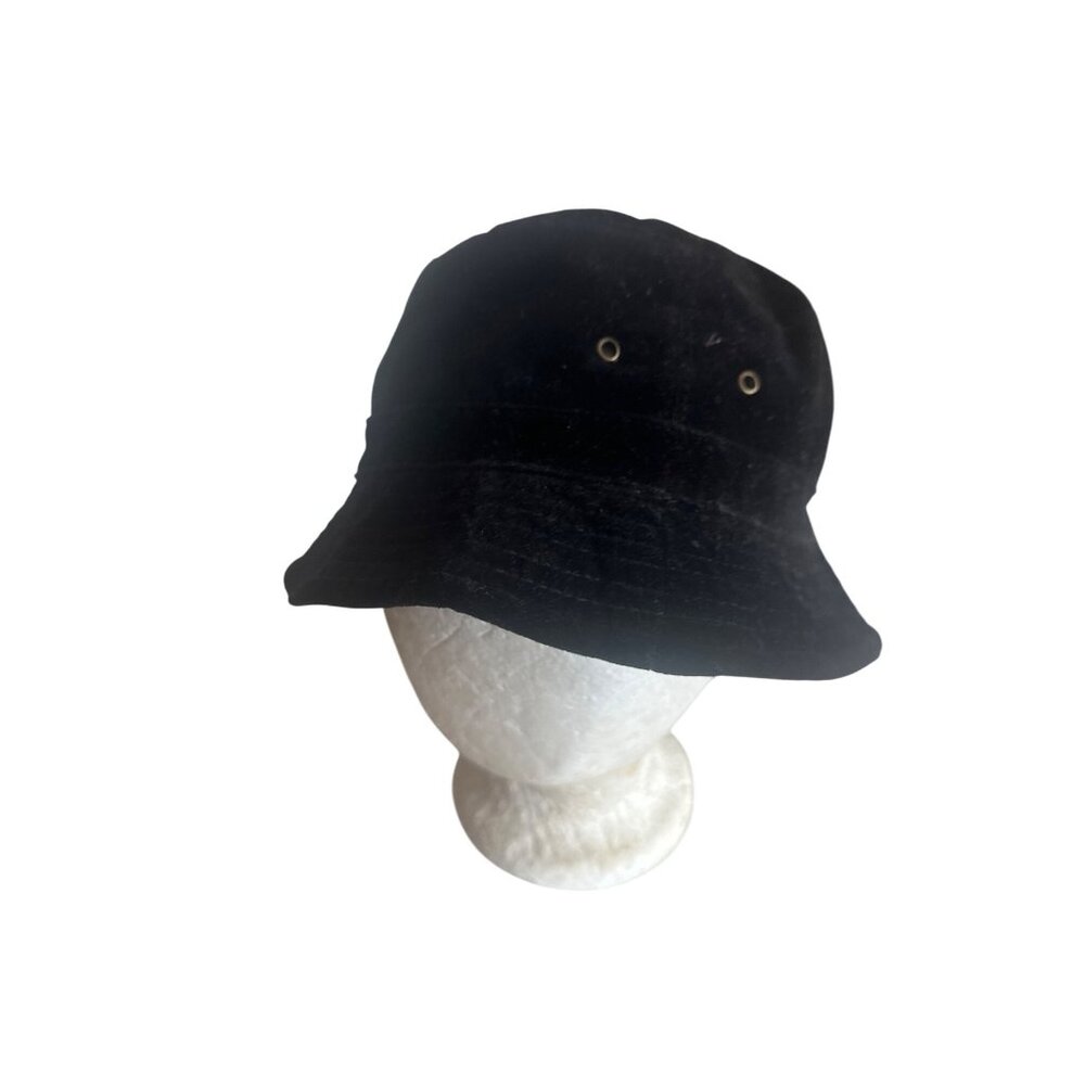 Black Cotton Velvet Bucket Hat Lightweight & Breathable  One Size